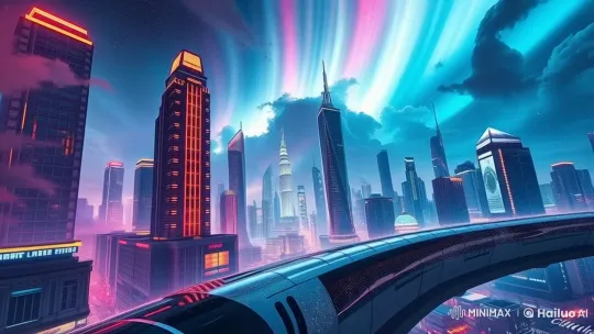 Futuristic Cityscape: Aesthetic Spacecraft Journey – AI Generated Video | Hailuo AI