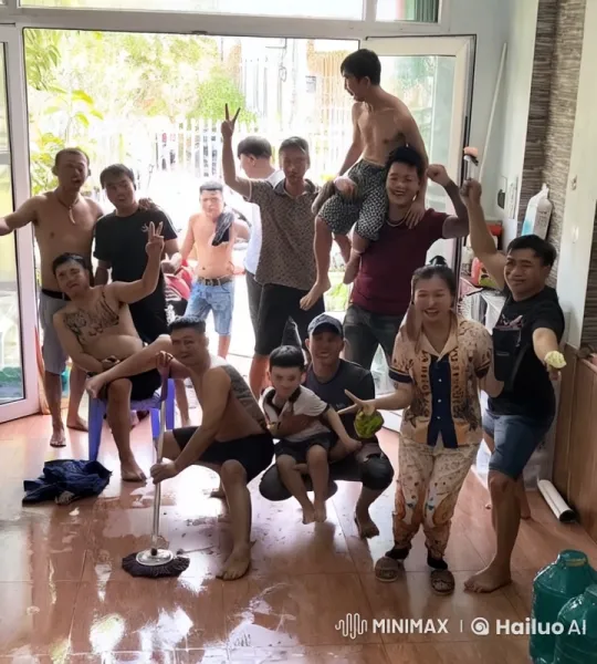 Chaos and Kung Fu: Family Fights in Wet House – AI Generated Video | Hailuo AI