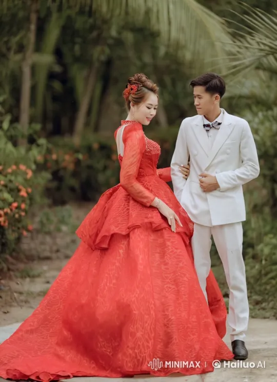 Couple in Elegant Attire Engages in Graceful Martial Arts Fight – AI Generated Video | Hailuo AI