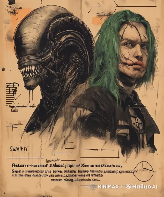 Live2D Animation Showcases Xenomorph and Joker in Monochrome Horror – AI Generated Video | Hailuo AI