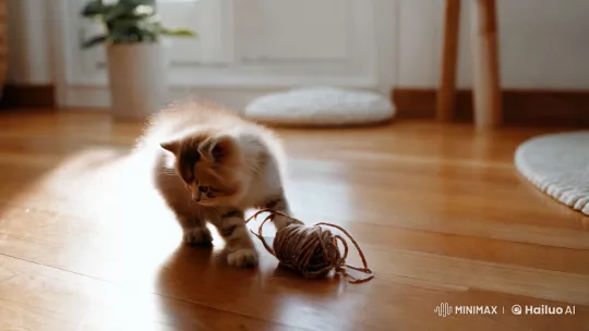 Kitten and Puppy's Playful Bond in Sunlit Room – AI Generated Video | Hailuo AI