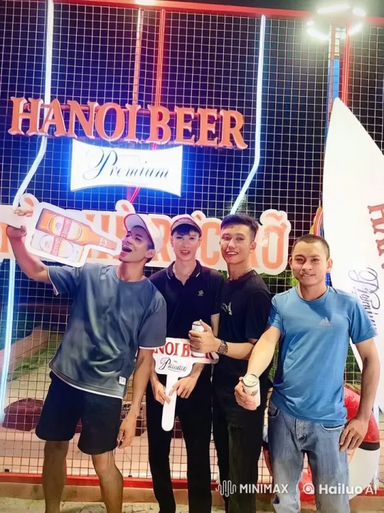 Hanoi Beer Celebration with Friends in Festive Setting – AI Generated Video | Hailuo AI