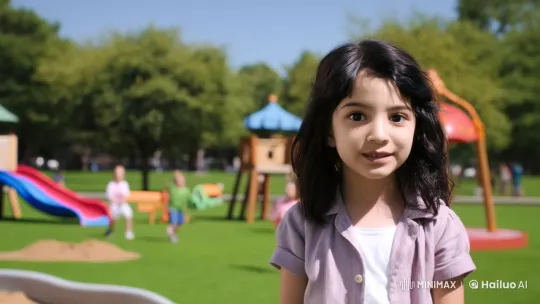 Young Girl Joins Playful Park Activities – AI Generated Video | Hailuo AI