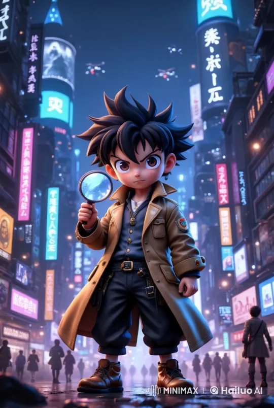 Detective Examines Cityscape for Criminal Clues – AI Generated Video | Hailuo AI