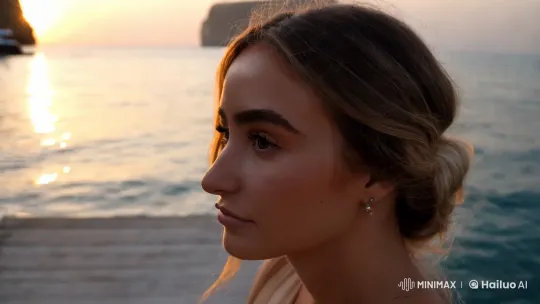 Contemplative Woman on Dock Amidst Seaside Serenity – AI Generated Video | Hailuo AI
