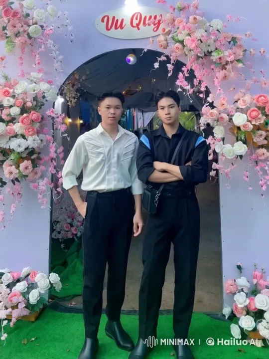 Young Men Perform Subtle Kung Fu Under Floral Arch – AI Generated Video | Hailuo AI
