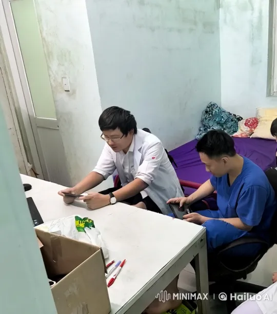 Intimate Moment Between Two People in Scrubs and Lab Coat – AI Generated Video | Hailuo AI