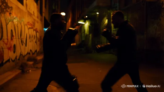 Dynamic Alley Fight Captured in Cinematic Chaos – AI Generated Video | Hailuo AI