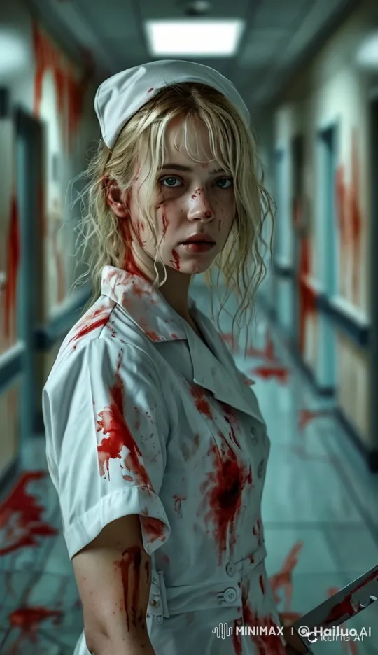 Nurse's Sinister Smile in Haunted Hospital Hallway – AI Generated Video | Hailuo AI