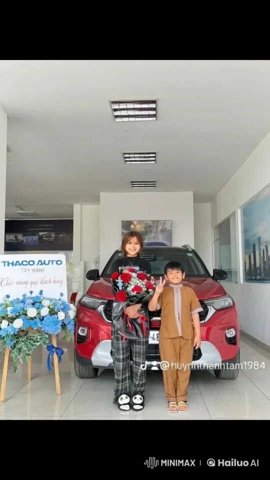 Children Celebrate New Car Acquisition at THACO AUTO TÂY NINH – AI Generated Video | Hailuo AI