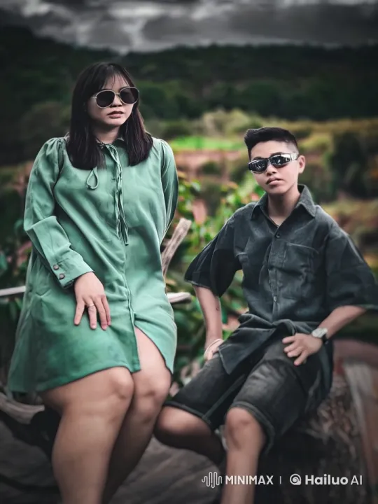 Woman and Boy Practice Kungfu in Stormy Garden – AI Generated Video | Hailuo AI