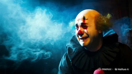 Clown's Sorrow Turns to Sinister Laughter – AI Generated Video | Hailuo AI