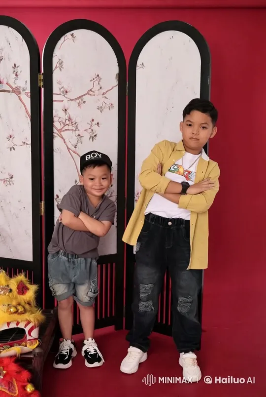 Boys Playfully Spar in Festive Decor – AI Generated Video | Hailuo AI