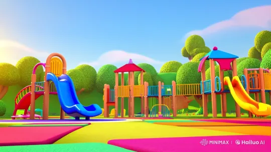 Vibrant Playground Chase with Animated Children and Butterfly – AI Generated Video | Hailuo AI