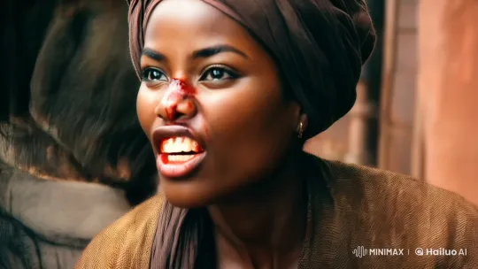 Realistic Anguish: Woman's Face in 8K Close-Up – AI Generated Video | Hailuo AI