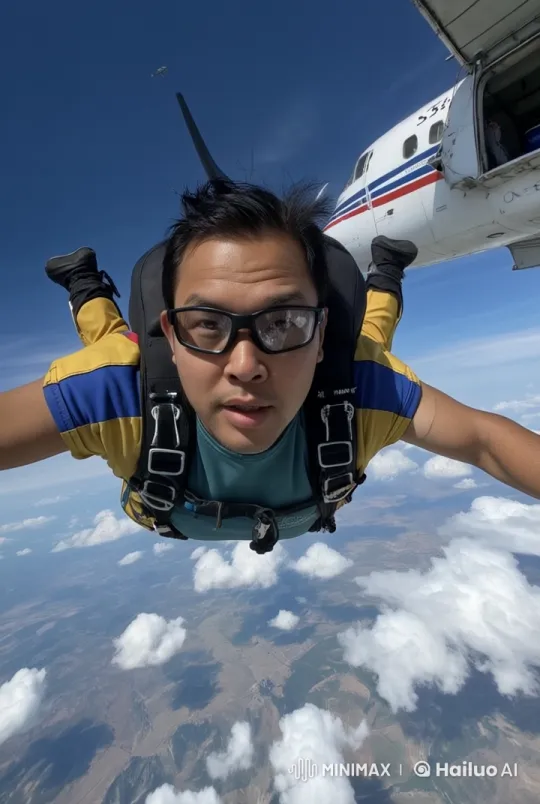 Skydiver's Thrilling Free-Fall in Live2D Animation – AI Generated Video | Hailuo AI