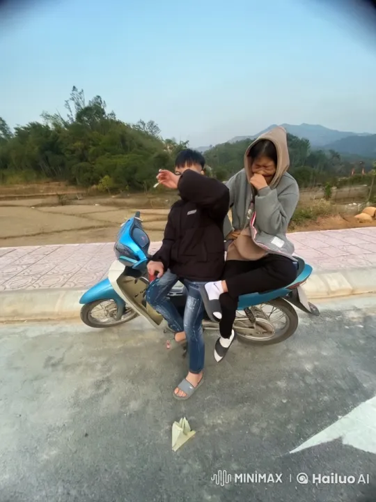 Martial Arts Display by Two on Motorcycle Background – AI Generated Video | Hailuo AI