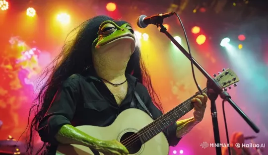 Frog-Like Artist Performs with Energy on Stage – AI Generated Video | Hailuo AI