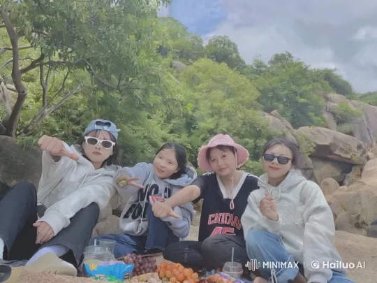 Friends Enjoy Playful Mock Combat at Picnic – AI Generated Video | Hailuo AI