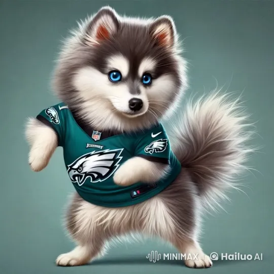 Fluffy Pomeranian Puppy Dances in Eagles Jersey – AI Generated Video | Hailuo AI