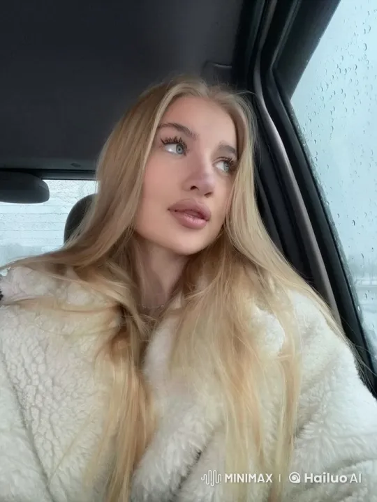 Woman Waves Gently in Car on Rainy Day – AI Generated Video | Hailuo AI