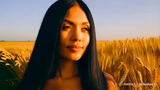 Contemplative Woman in Golden Wheat Field – AI Generated Video | Hailuo AI