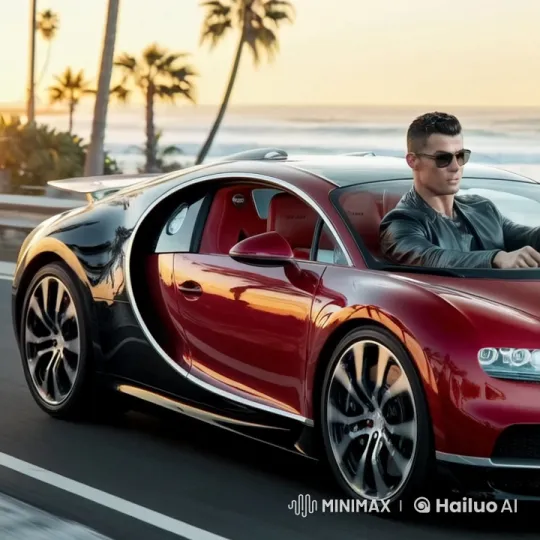 Cristiano Ronaldo's Luxurious Coastal Drive in Sunset – AI Generated Video | Hailuo AI