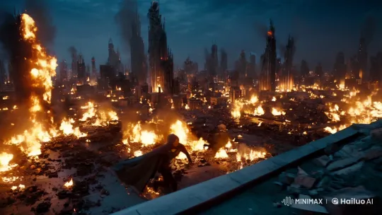 Destruction and Escape in a Nightmarish Cityscape – AI Generated Video | Hailuo AI