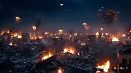 Kyra, a Hooded Warrior, Navigates a War-Torn Cityscape – AI Generated Video | Hailuo AI
