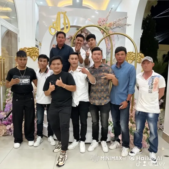 Martial Arts Display by Nine Men in Decorative Setting – AI Generated Video | Hailuo AI