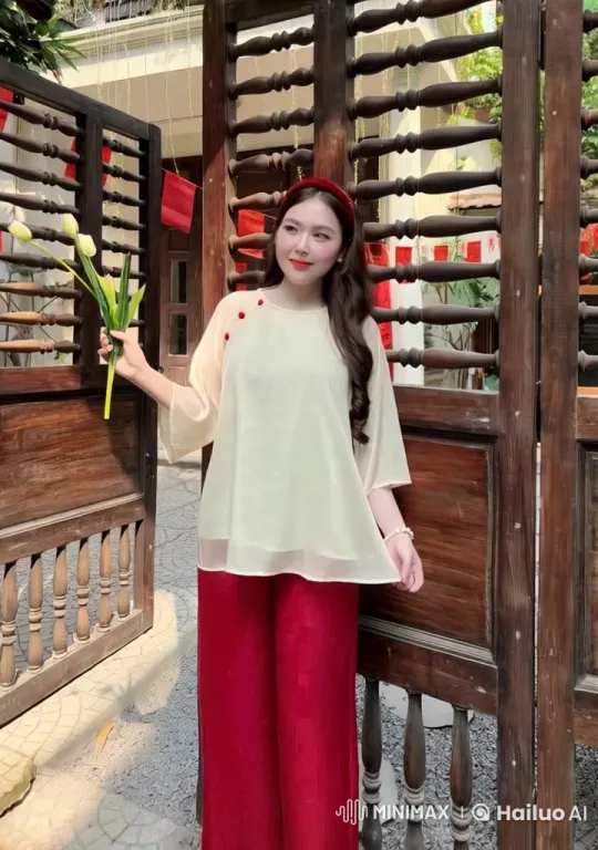 Woman in Red Performs Skilled Kung Fu with Tulips – AI Generated Video | Hailuo AI