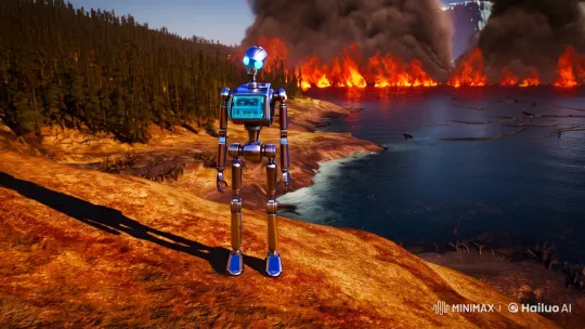 Robot Witnesses Planetary Catastrophes in Cinematic Panorama – AI Generated Video | Hailuo AI