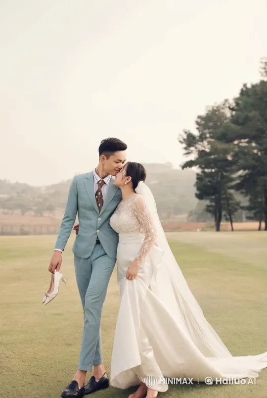 Wedding Attire Kungfu Couple Showcases Combat Skills – AI Generated Video | Hailuo AI