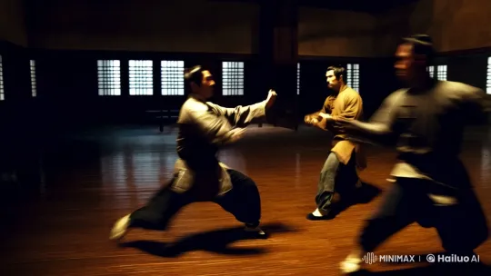 Intense Kungfu Fight in Atmospheric Dojo – AI Generated Video | Hailuo AI