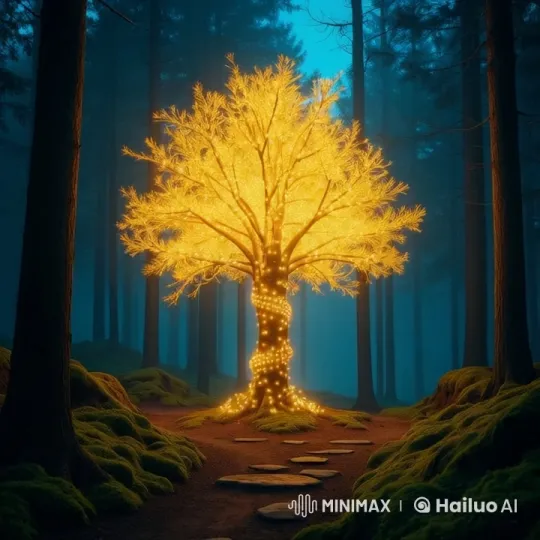 Enchanted Forest: Glowing Tree Illuminates Magical Pathway – AI Generated Video | Hailuo AI