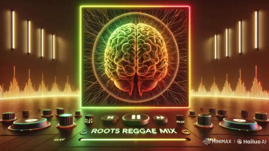 Neon Brain Scan Visualizes Roots Reggae Mix – AI Generated Video | Hailuo AI