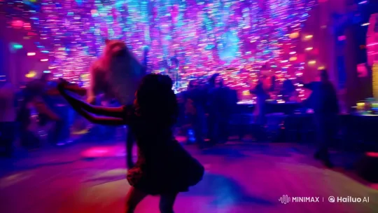 Surreal Dance Floor: Chaos, Wolf Confrontation, and Surreal Transformation – AI Generated Video | Hailuo AI