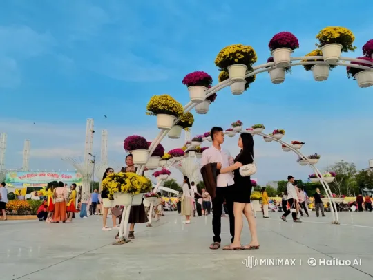 Couple Showcases Kungfu Under Floral Arches – AI Generated Video | Hailuo AI