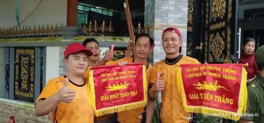 Victorious Boat Race Participants Celebrate with Banners – AI Generated Video | Hailuo AI