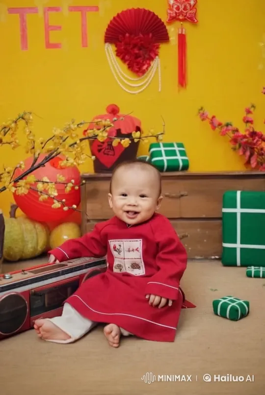 Baby in Cowboy Hat Faces Roosters in Festive Scene – AI Generated Video | Hailuo AI