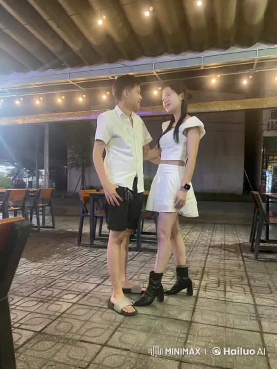 Young Couple Practicing Kungfu in Outdoor Dining Area – AI Generated Video | Hailuo AI