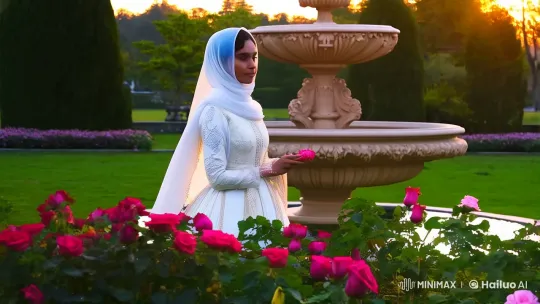 Royal Garden Serenity: Princess in Tranquil Stroll – AI Generated Video | Hailuo AI