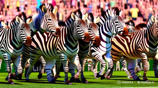 Zebras Perform Haka in Photorealistic Stadium Scene – AI Generated Video | Hailuo AI