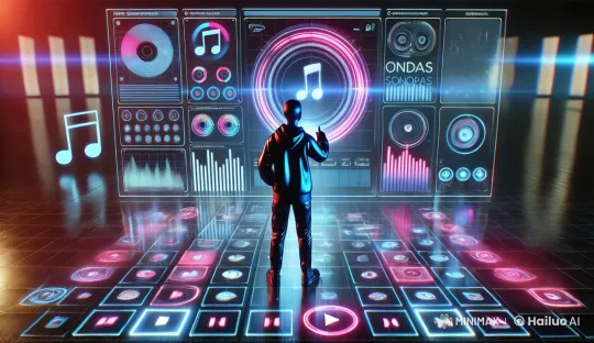 Futuristic Holographic Interaction with Dynamic Visuals – AI Generated Video | Hailuo AI