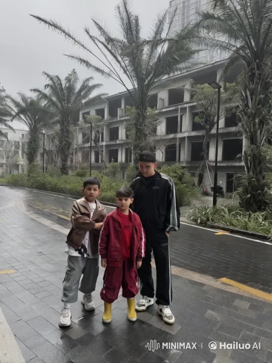 Children Practicing Martial Arts on Wet Walkway – AI Generated Video | Hailuo AI