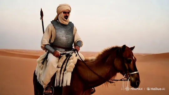 Aesthetic Desert Knight: Armor, Horse, and Elegance – AI Generated Video | Hailuo AI