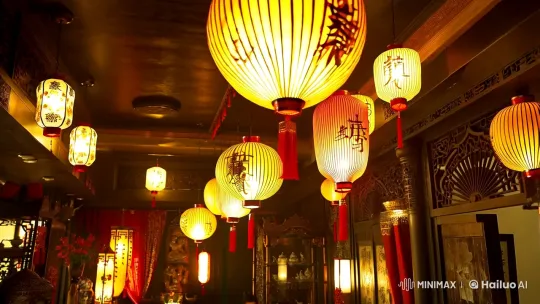Shanghai Underworld: Opulent Teahouse with Swinging Lanterns – AI Generated Video | Hailuo AI