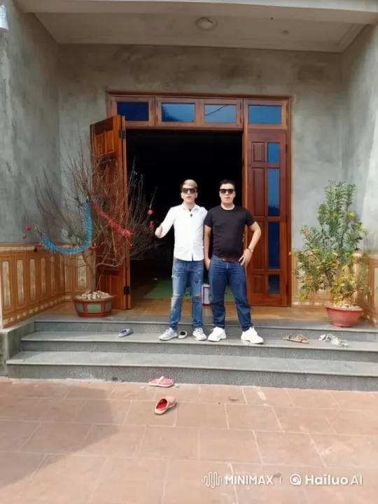 Two Men at Building Entrance - Live2D Animation – AI Generated Video | Hailuo AI