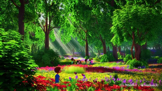 Vibrant Forest Life: Children, Nature, and Sunlight – AI Generated Video | Hailuo AI