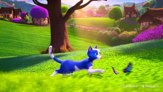 Blue the Cat in a Vibrant Countryside Adventure – AI Generated Video | Hailuo AI